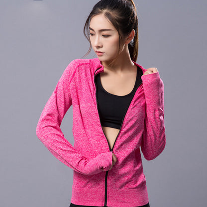 Nueva ropa de yoga, chaqueta deportiva de fitness, manga larga, ajustada, adelgazante, sin protección