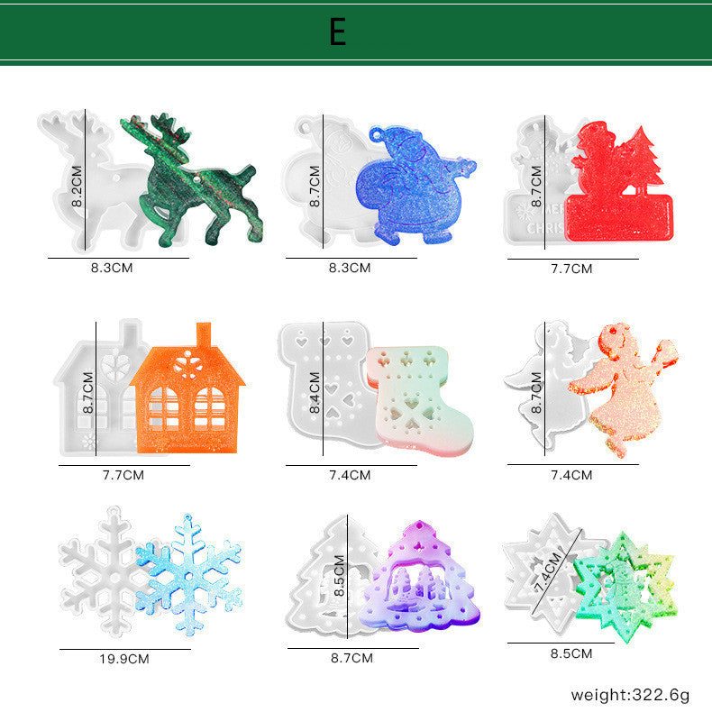 Molde de silicona para colgante de copo de nieve navideño con forma de campana de árbol de Navidad