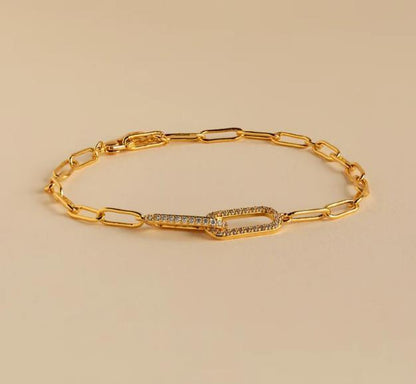 Pulsera con símbolo infinito de circonitas con incrustaciones de cobre para mujer