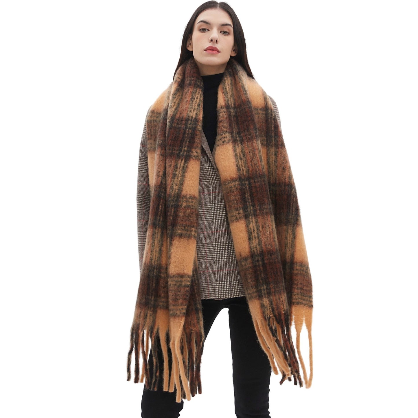 Shawl Autumn And Winter Circle Sand Thickened Coffee Maillard Scarf