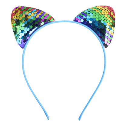 Quicksand Children's Cartoon Sweet Headband Hairpin Flip Scale Sequined Cat Ears Accessory