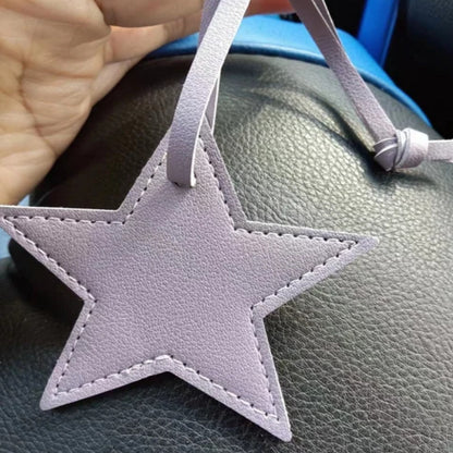 Llavero de cuero con forma de estrella de cinco puntas, colgante para bolso