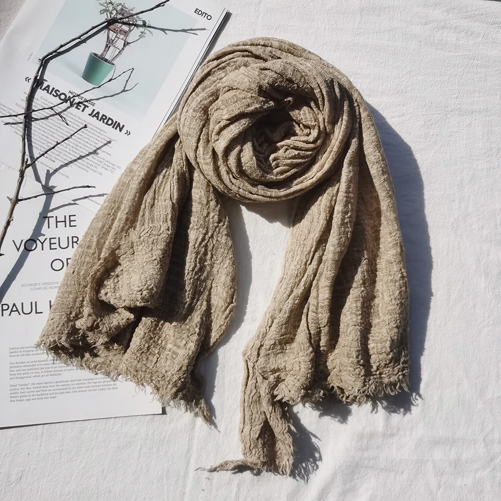 Zen Pure Color Cotton Scarf For Women Autumn And Winter