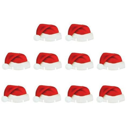 Lote de 10 unidades de gorros navideños de papel rojo para copas de vino, champán y bebidas, decoración de mesa para fiestas navideñas, decoraciones DIY para el hogar 