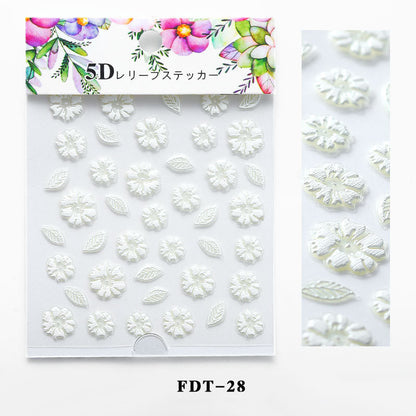 Pegatinas para uñas con relieve de la serie de flores