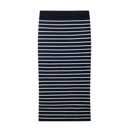 Women's Black Striped Knitted Skirt