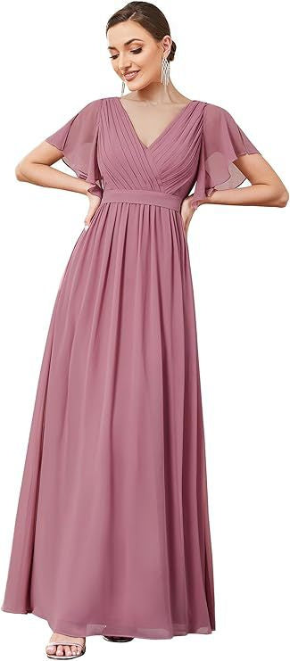 High Waist Slimming Solid Color Bridesmaid Dress