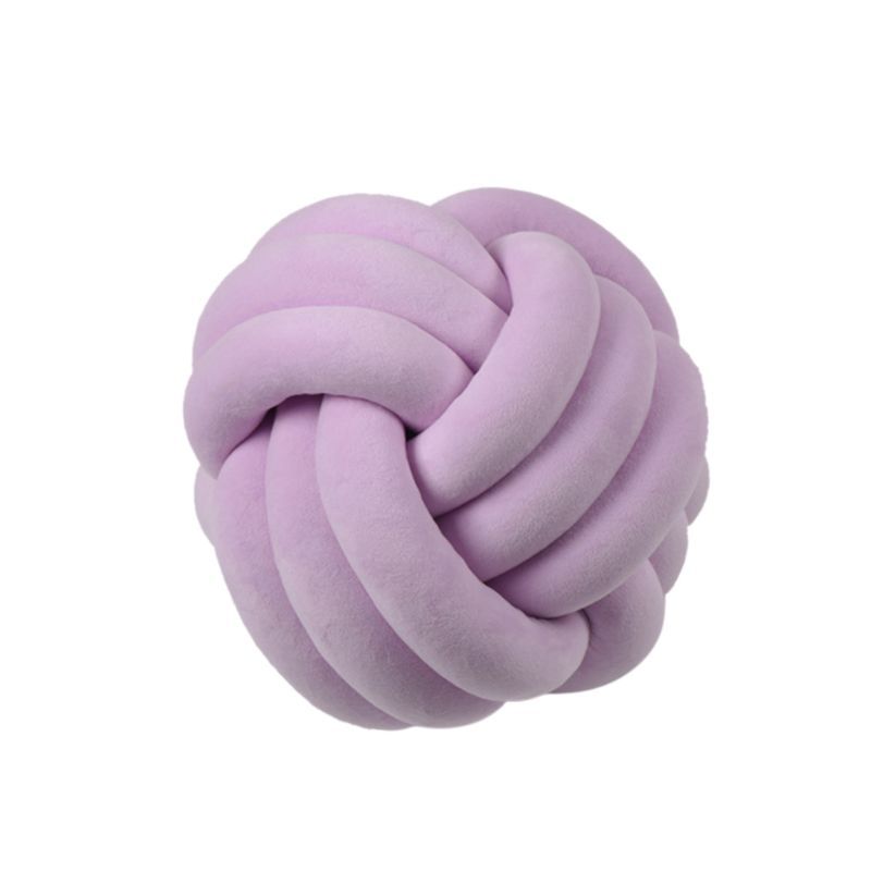 Knotted Plush Ball Design Round Throw Pillow