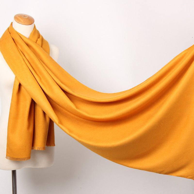 Solid Color Brushed Shawl Tassel Plus Size Thickening Annual Meeting Scarf