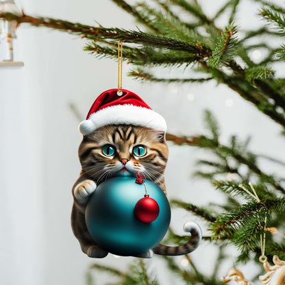 Colgante de coche con forma de gato creativo navideño