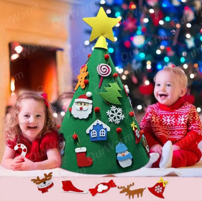 Árbol de Navidad de fieltro Colgante de árbol de Navidad tridimensional Rompecabezas para niños Hecho a mano DIY