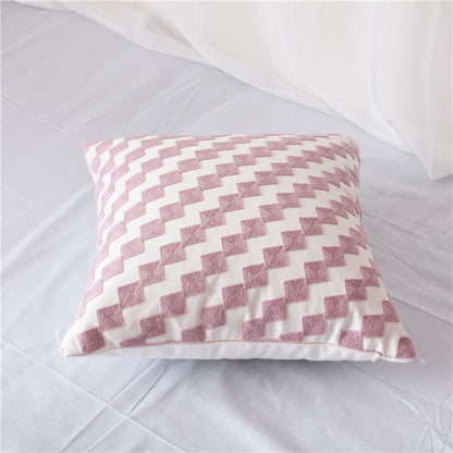 Geometric cotton embroidered pillowcase