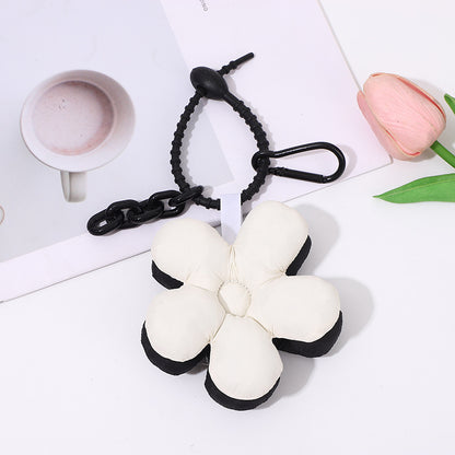 Ins Women's Cute Flowers Double-sided Color Matching Fabric Flower Bends And Hitches Keychain