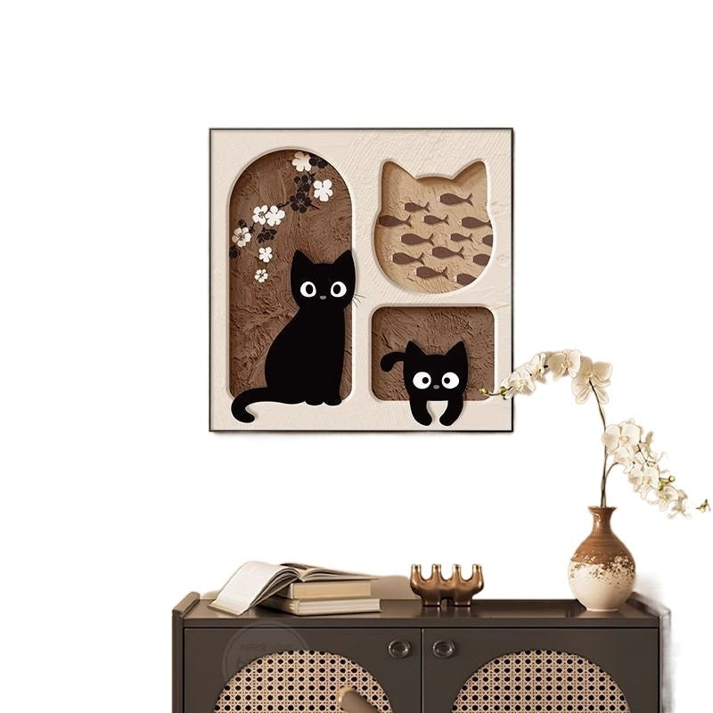 Cute Cat Dining Roomliving Room Cream Style Desktop Decorative Painting