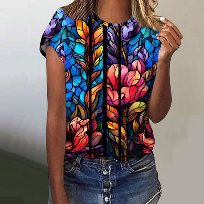 Camisa de manga corta con estampado digital de mariposas