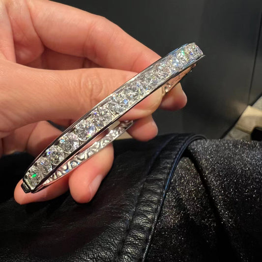 Pulsera de diamantes Mosan de 40 puntas y plata pura bañada en oro de 18 quilates