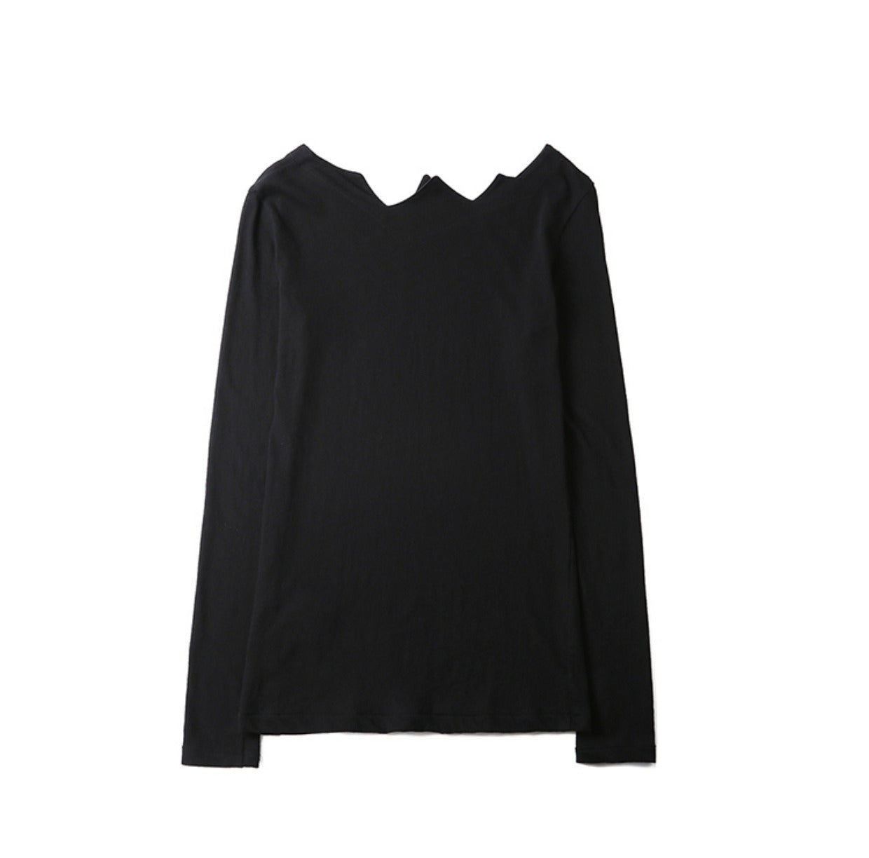 Long Sleeve Top Serrated Irregular Collar Base