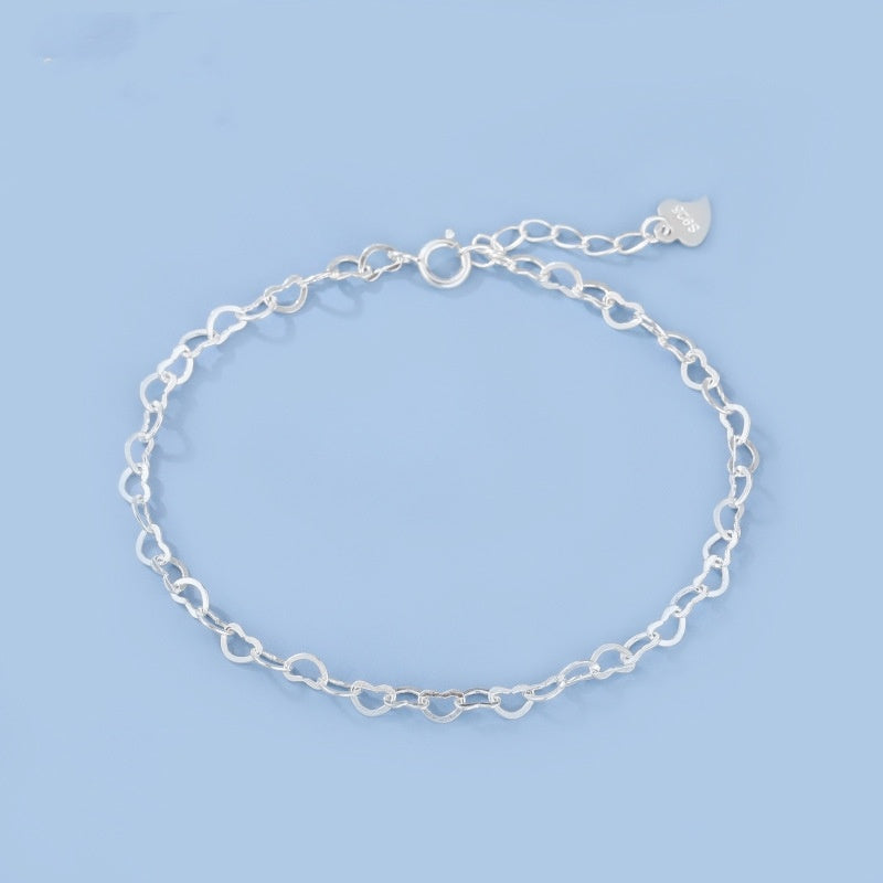 S925 Silver Heart Bracelet Simple Temperament Heart-shaped