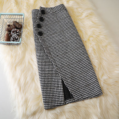 Women's Design Houndstooth Midi Skirt