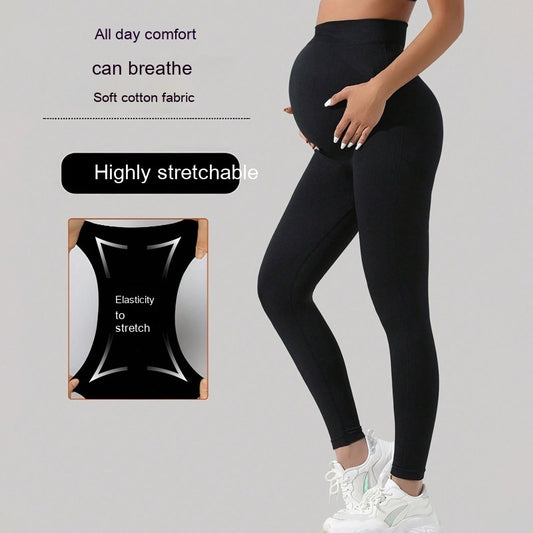 Pantalones de yoga para mujeres embarazadas con soporte abdominal sin costuras