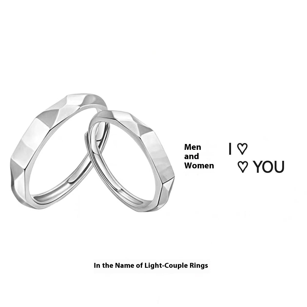 S925 Pure Silver Projection Couple Ring