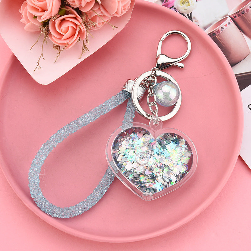 Acrylic Oil-filled Creative Heart Keychain Pendant