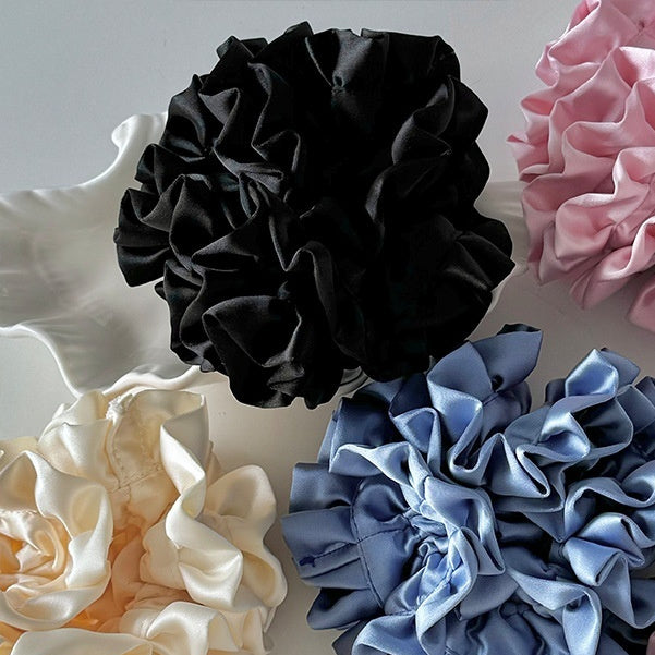 Satin Pleated Headdress Flower Large Full Hydrangea Hair Ring