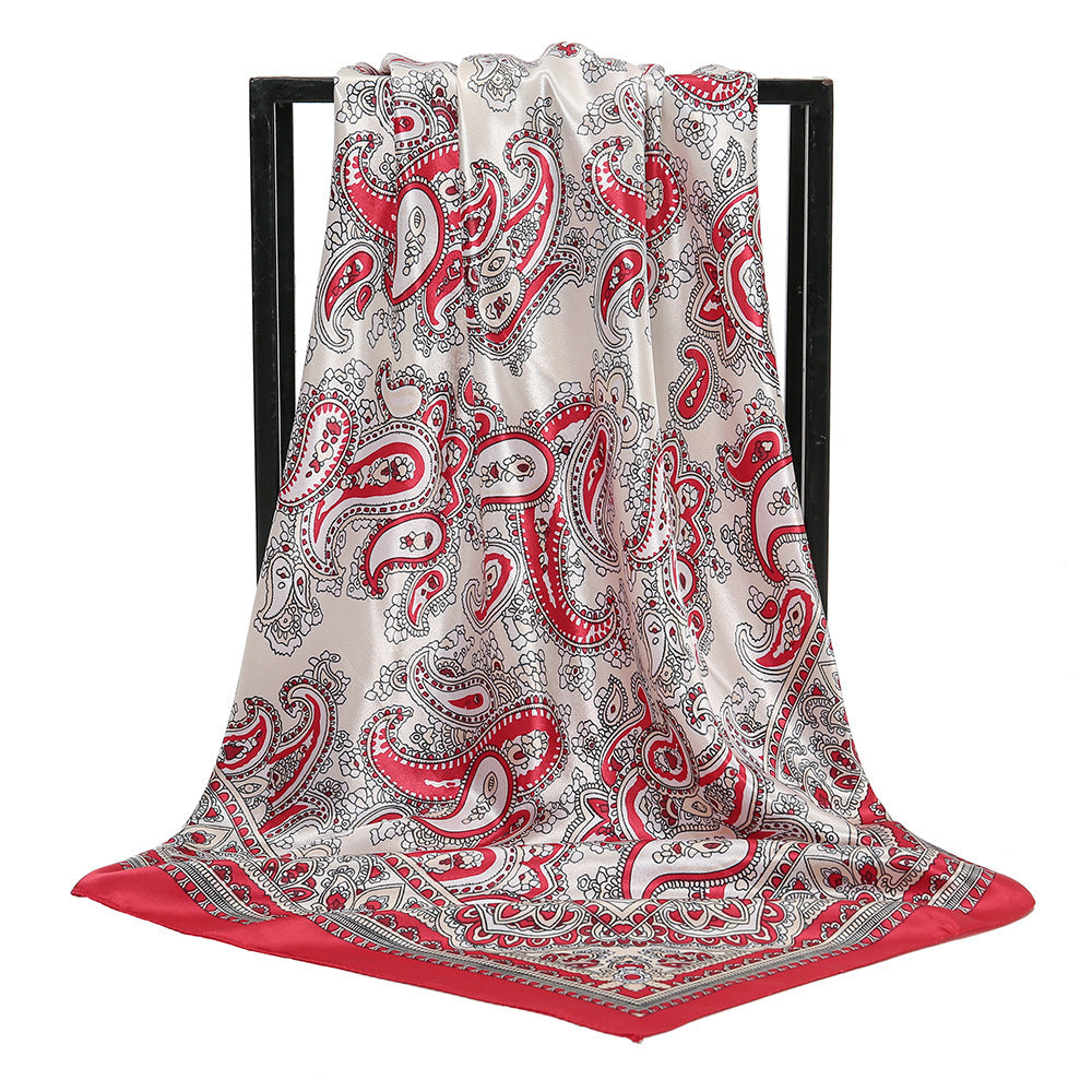 Paisley Printed 90 Square Scarf Retro Fashion Shawl