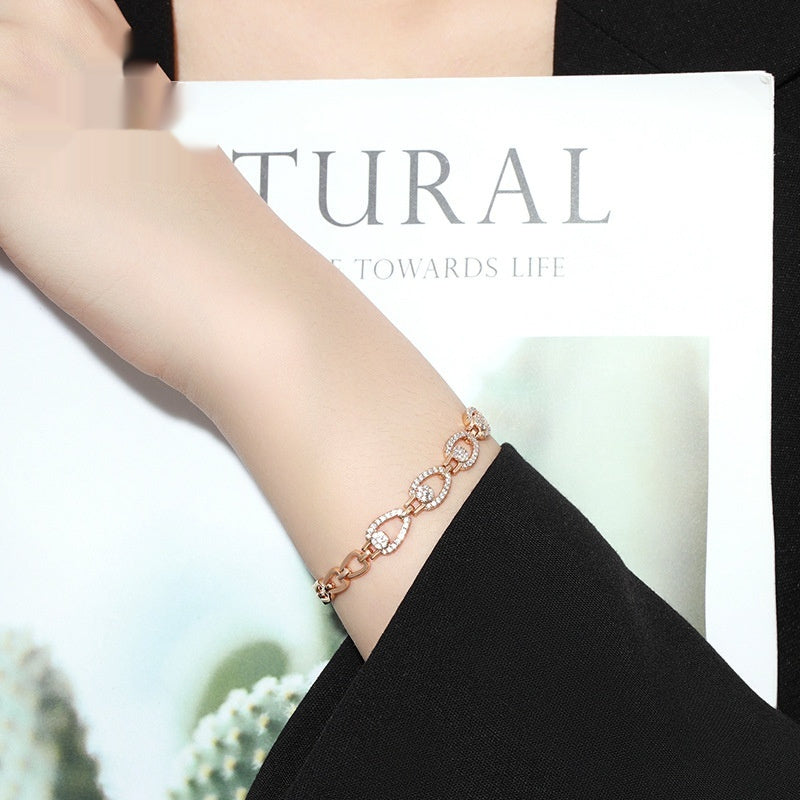 European And American Entry Lux Wind Personalized Bracelet Micro Inlaid Zirconium Hollow Out Stitching