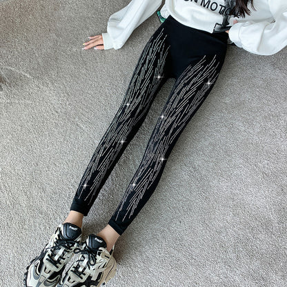 Shiny Rhinestone Leggings For Women