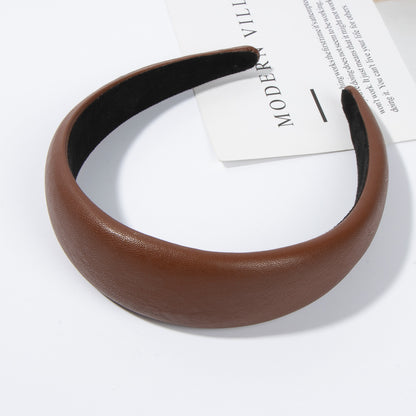 Pure Color PU Leather Headband