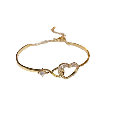 Pulsera con forma de corazón ahuecada y cadena, diseño elegante de alta calidad para mujer