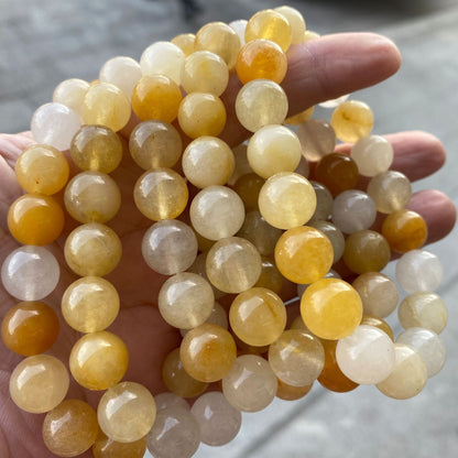 Natural Yellow Dragon Jade Stone Bead Bracelet