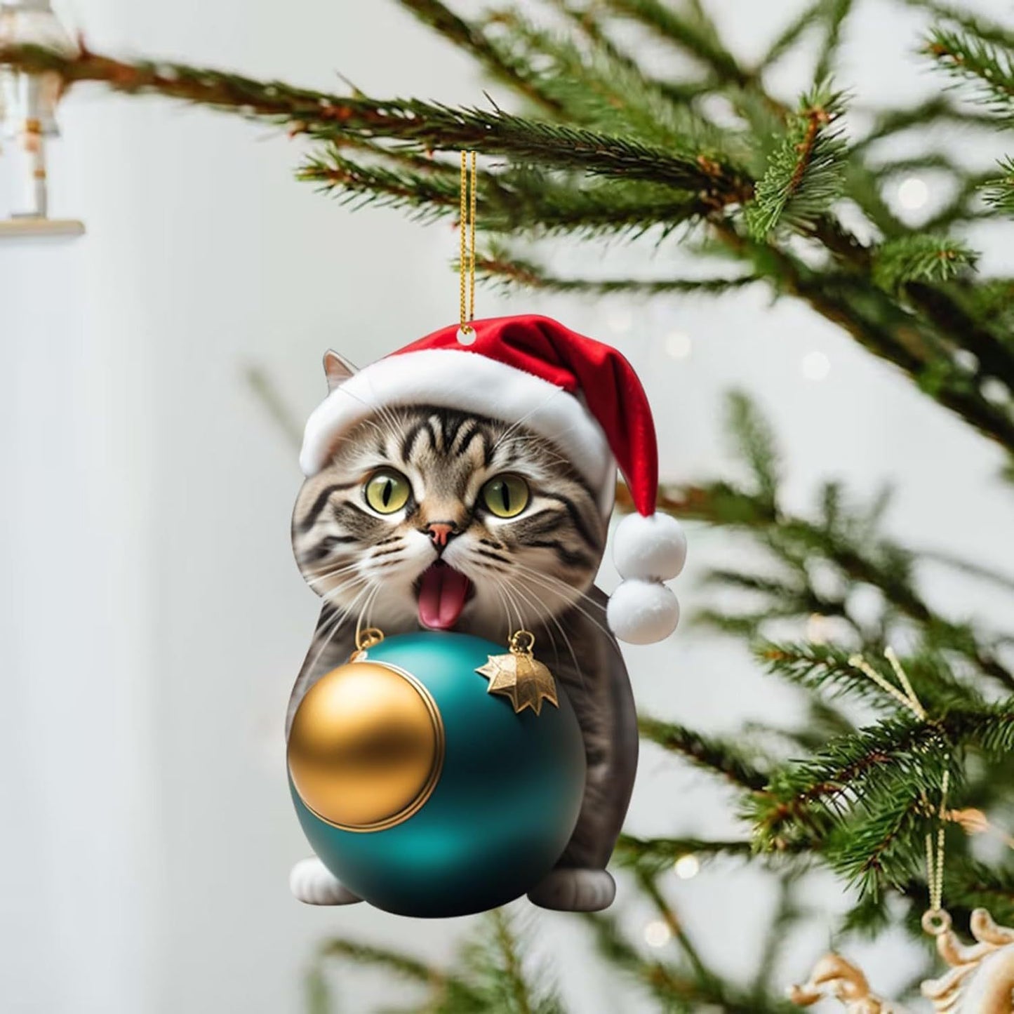 Colgante de coche con forma de gato creativo navideño