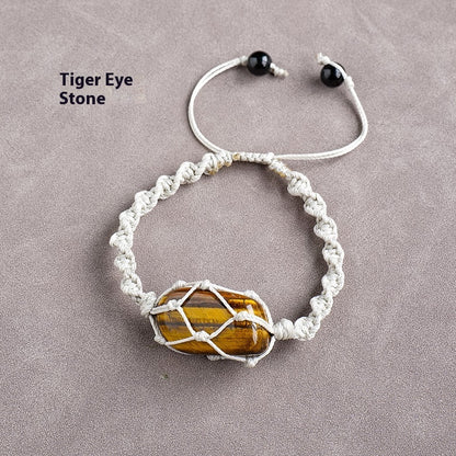 Natural Crystal Rolling Stone Mesh Bracelet