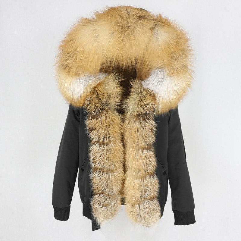 New Parka Thick Raccoon Fur Liner Detachable Jacket