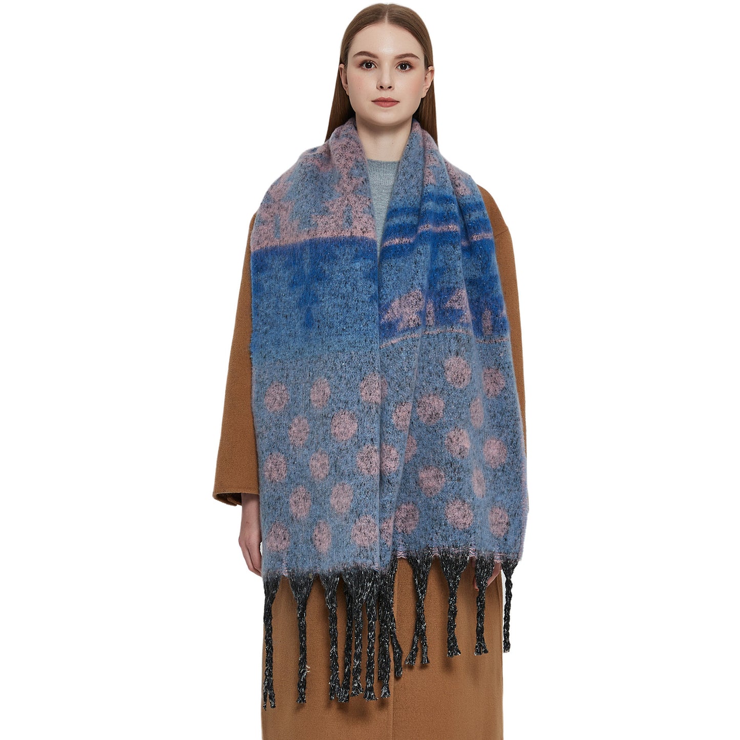 Shawl Thickened Scarf Tassel Jacquard Dot Scarf