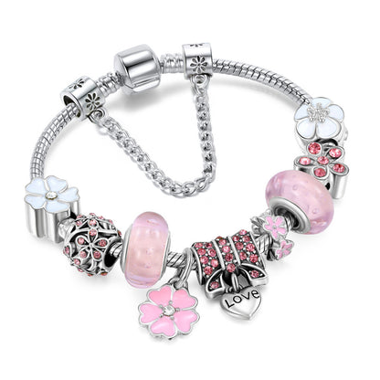 Miles Peach Blossom Popular DIY Bracelet Diamond Butterfly LOVE Pendant