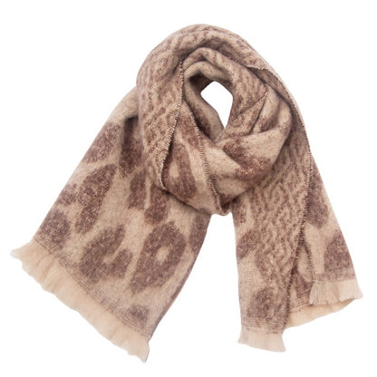 European And American Short Beard Large Leopard-print Scarf Shawl