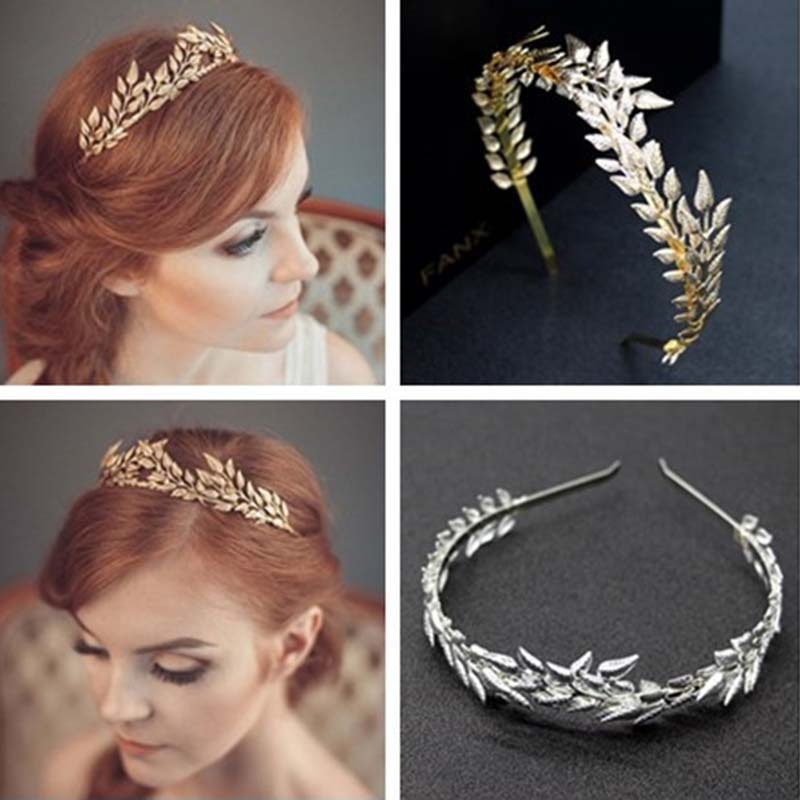 Diadema de hojas doradas para novia, corona de aleación, accesorios para el cabello