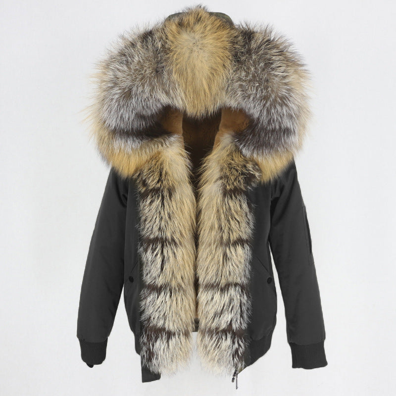 New Parka Thick Raccoon Fur Liner Detachable Jacket