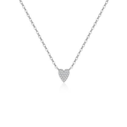 S925 Loving Heart In Sterling Silver Diamond Heart-shaped Pendant Necklace