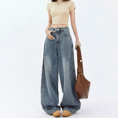 Women's High Waist Wide Leg Jeans Baggy Straight Trousers