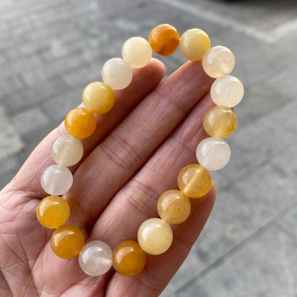 Natural Yellow Dragon Jade Stone Bead Bracelet