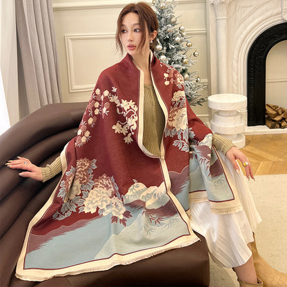 Printed Fashion Artificial Cashmere Scarf Air Conditioning Shawl