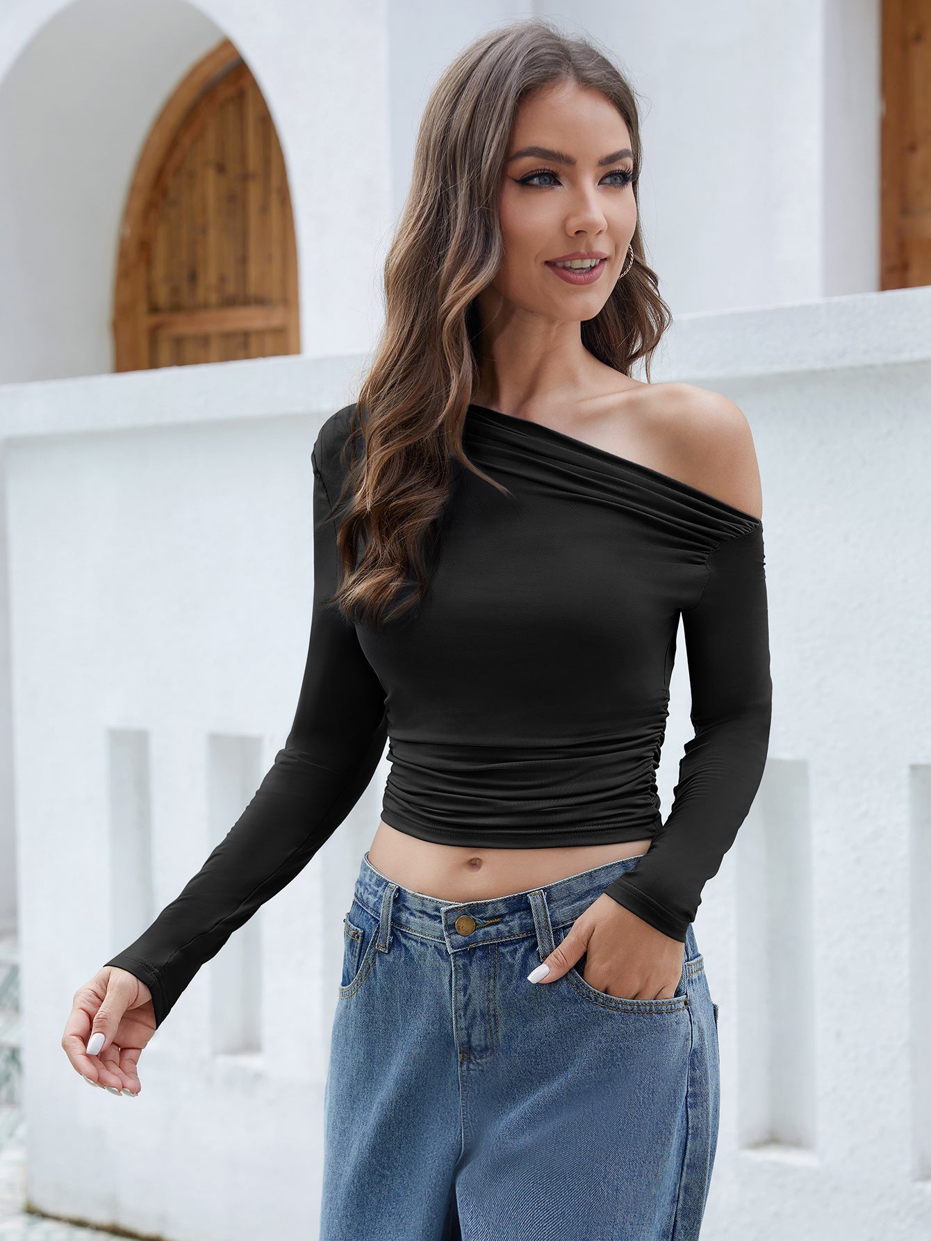 Blusa de moda de manga larga para mujer