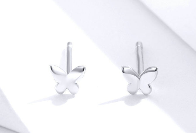 Simple Butterfly Sterling Silver Stud Earrings