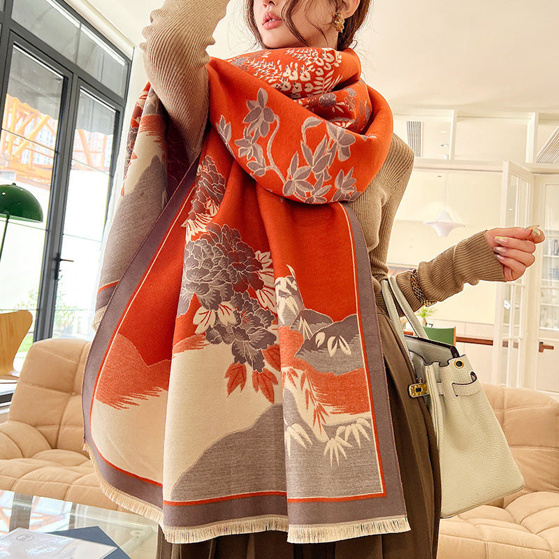 Printed Fashion Artificial Cashmere Scarf Air Conditioning Shawl