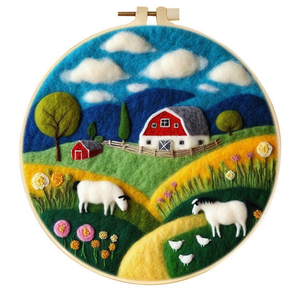 Wool Felt Painting With Embroidery Frame Needle Felt Supplies Suitable For Beginners