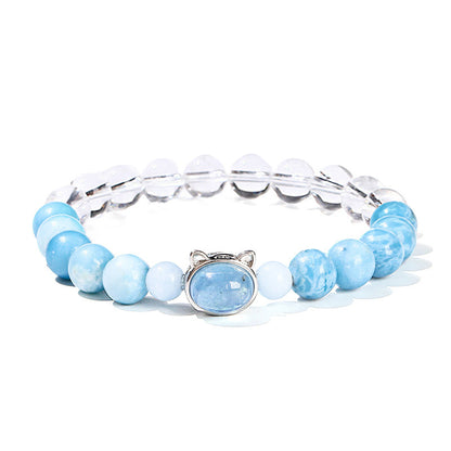 7A Natural White Crystal Sea-pattern Stone Bracelet